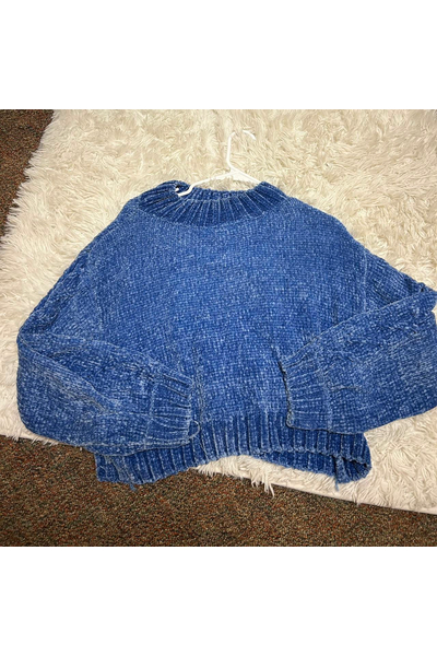 Синий пушистый свитер Zara