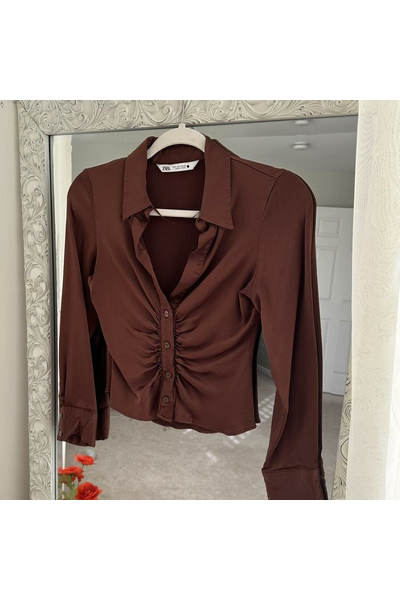Женская коричневая блузка Zara