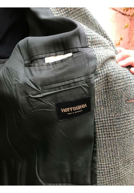 Немецкий винтажный пиджак в клетку из смесовой шерсти