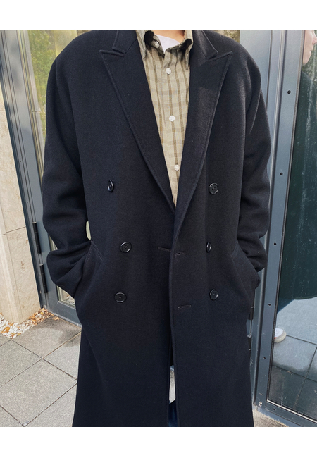 Мужское двубортное пальто из итальянской шерсти