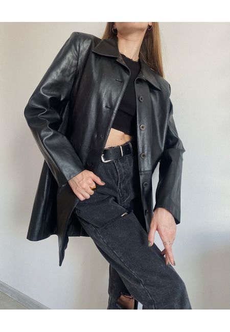 Винтажный плащ из искусственной кожи