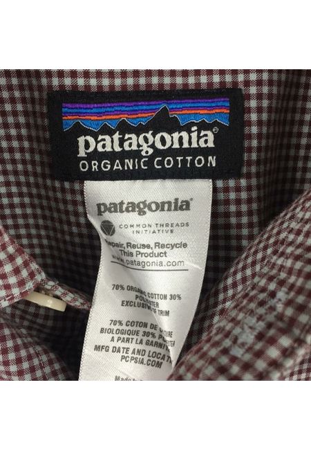 Классическая рубашка в клетку Patagonia серого и темно-красного цвета на пуговицах