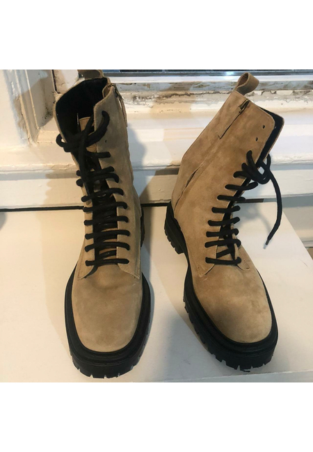 Женские коричнево-кремовые ботинки Massimo Dutti