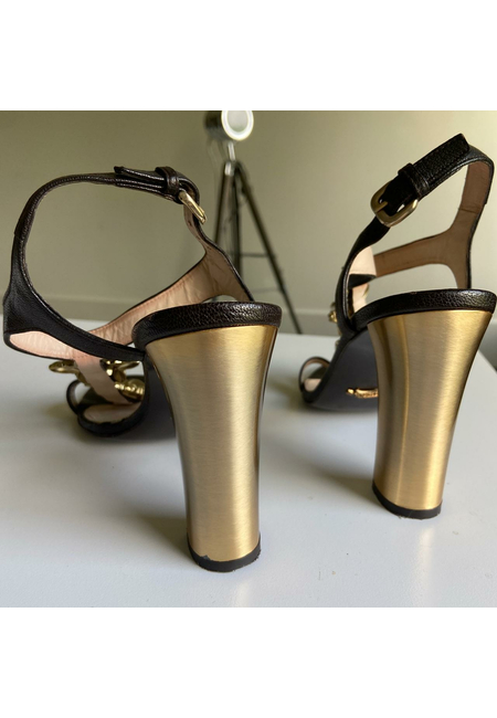 Женские коричнево-золотистые босоножки Massimo Dutti