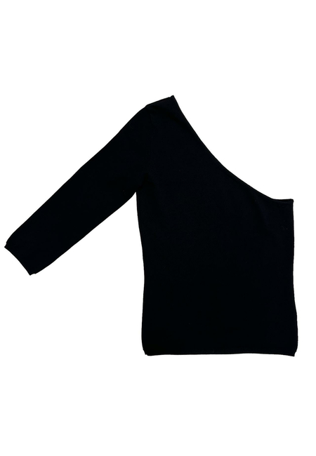 Женский черный топ на одно плечо Massimo Dutti
