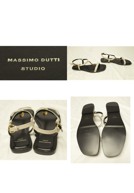 Женские черно-кремовые сандалии Massimo Dutti