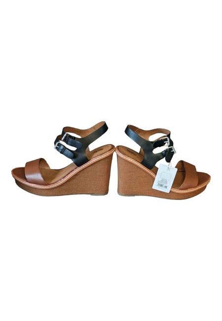 Женские коричнево-черные сандалии Massimo Dutti