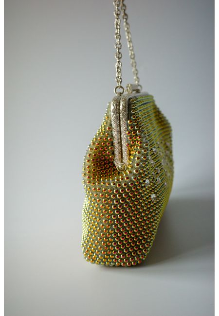 Мини-сумочка с бусинами и кристаллами